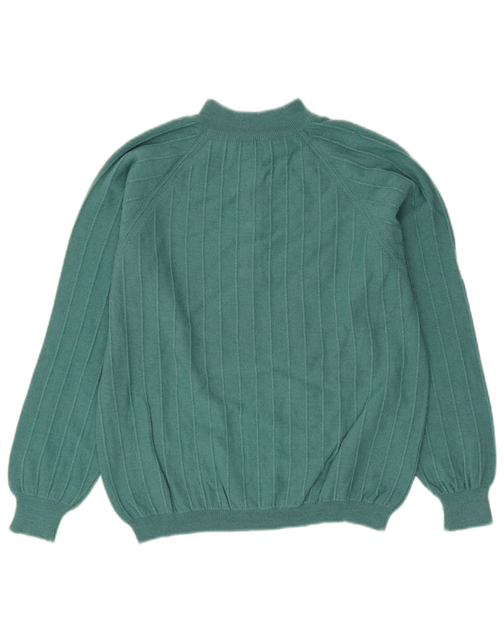Maglione da donna VINTAGE con collo a bottoni UK 14 Verde medio