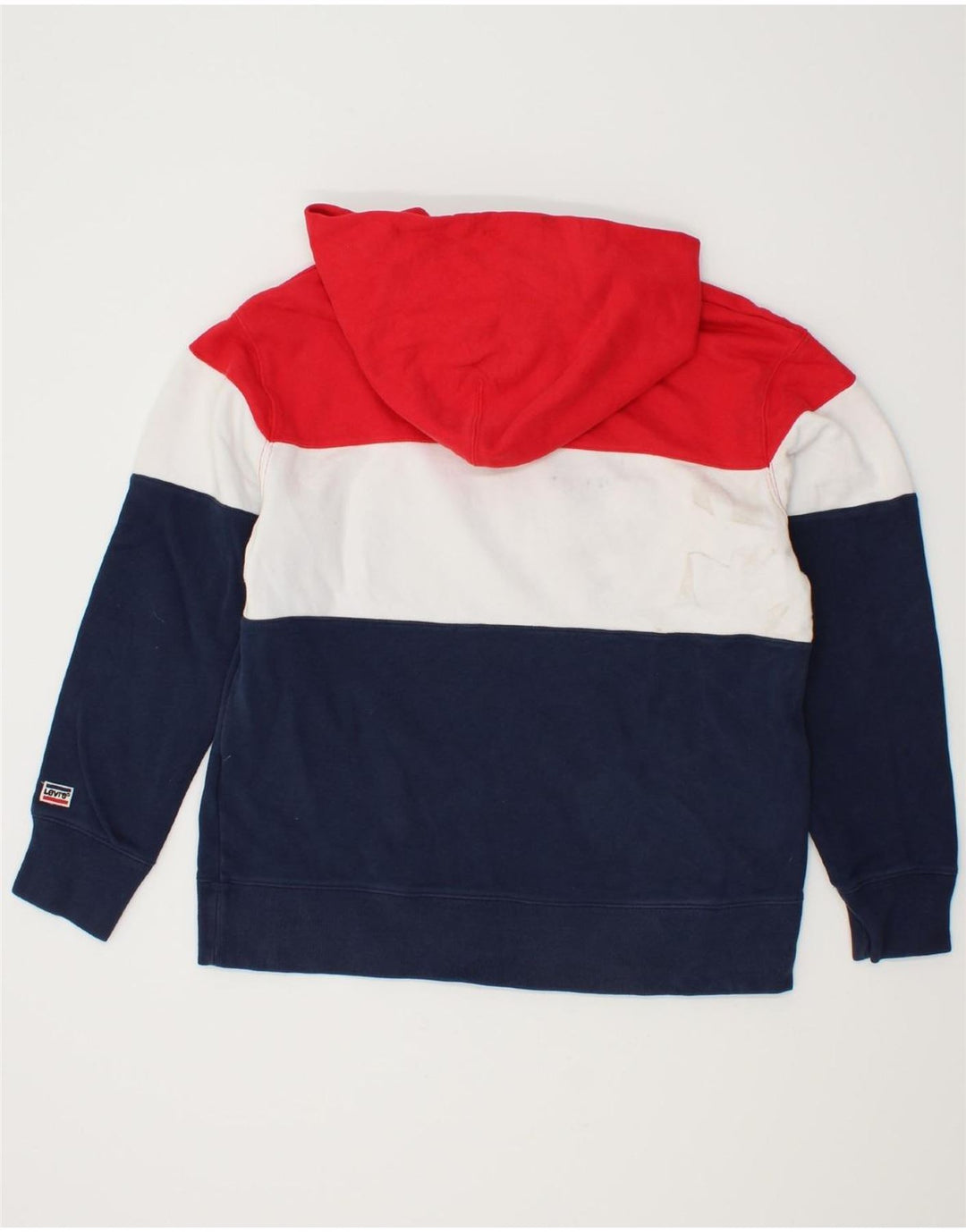 LEVI'S Womens Graphic Hoodie Jumper UK 14 Medium Multicoloured Colourblock Vintage Levi's and Second-Hand Levi's from Messina Hembry 