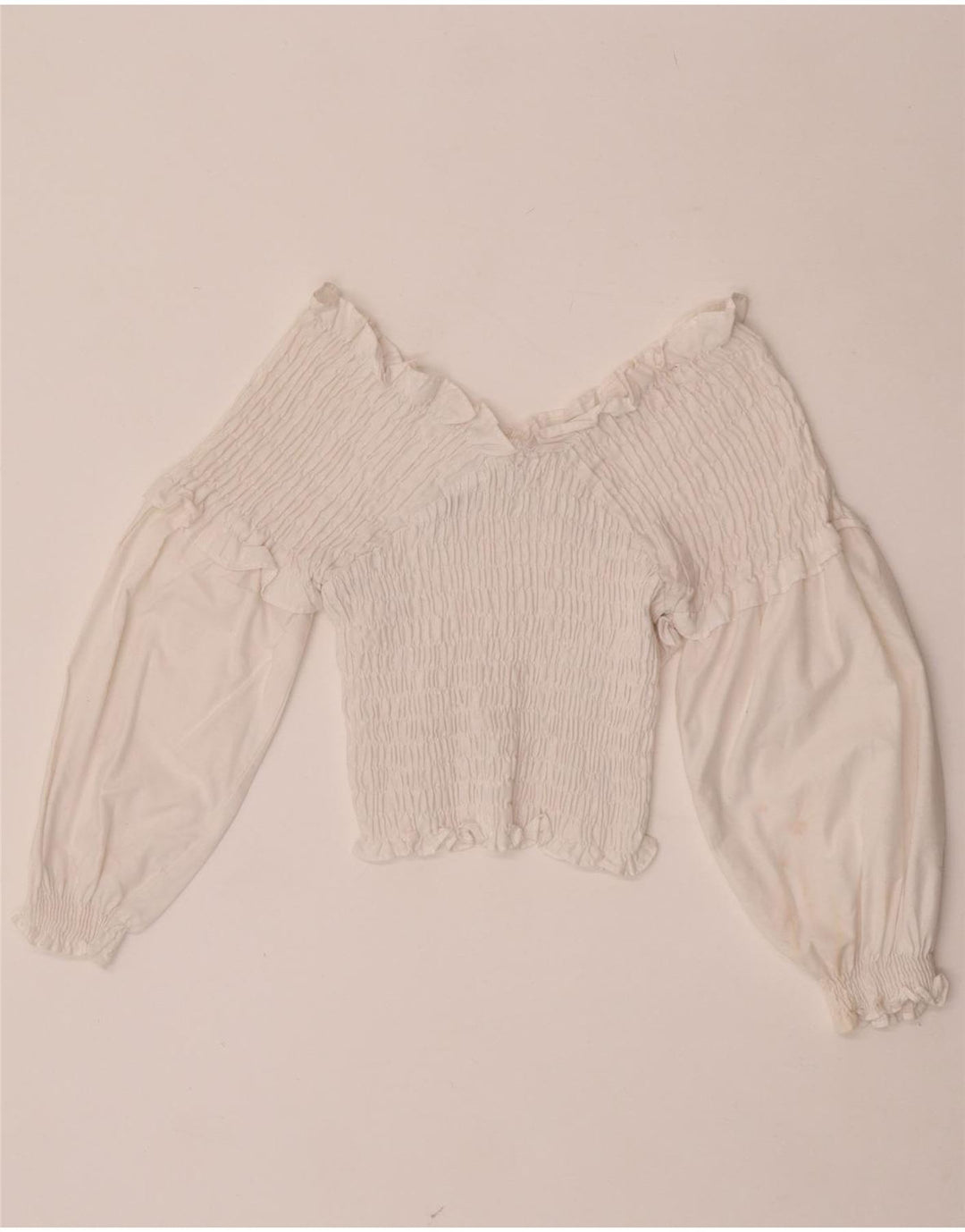 Top Zara da donna a maniche lunghe con spalle scoperte UK 12 bianco medio