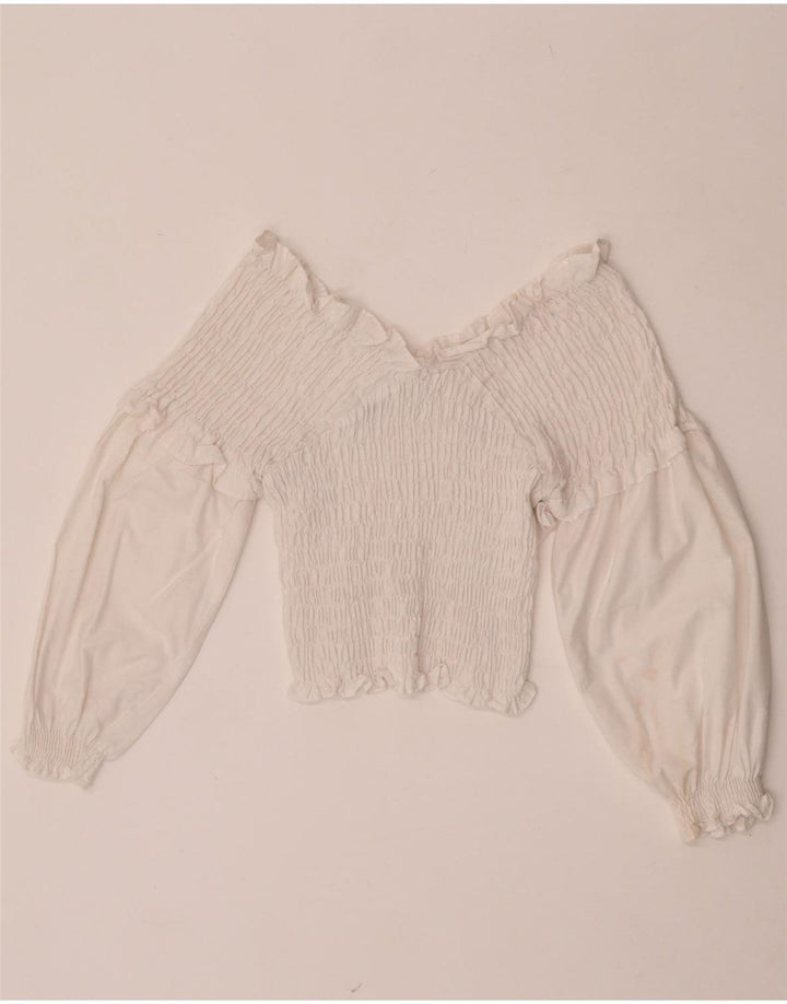 Top Zara da donna a maniche lunghe con spalle scoperte UK 12 bianco medio