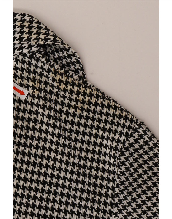 NEXT Womens 3/4 Sleeve Shirt Blouse UK 16 Large Black Houndstooth