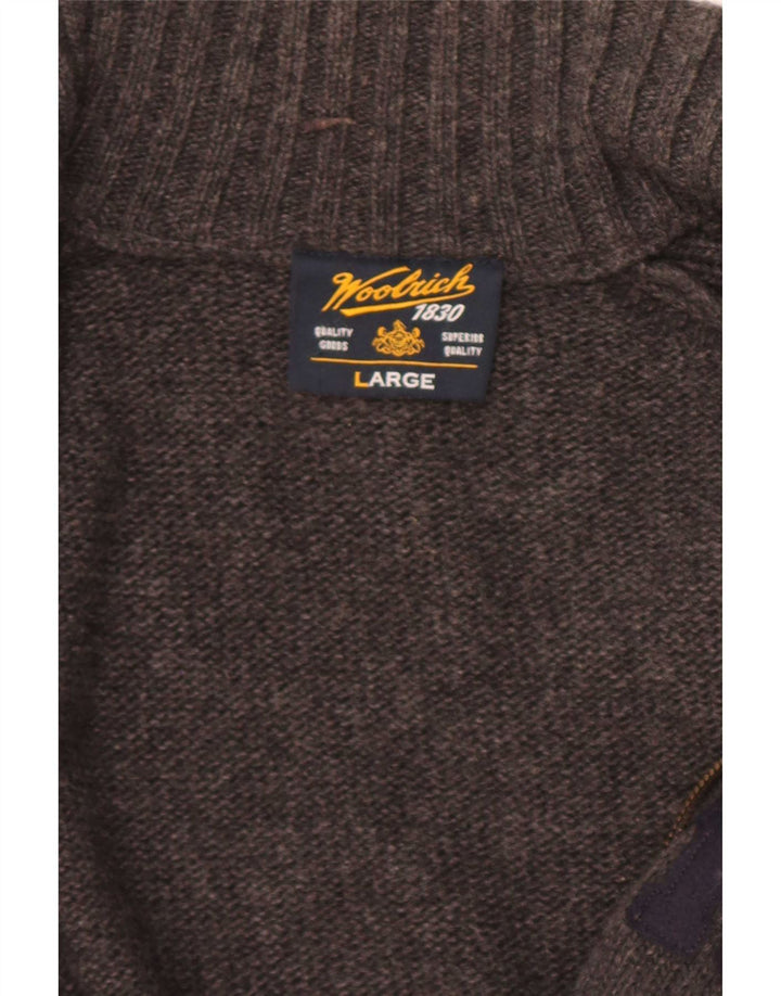 Woolrich Mens Graphic Cardigan Sweater Large Grey