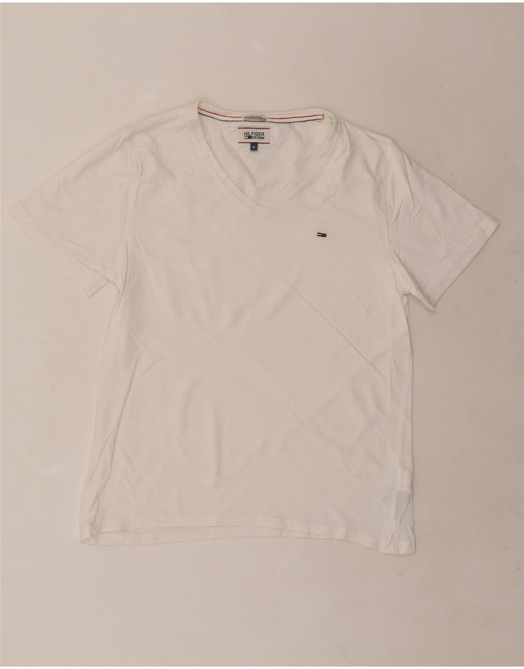Tommy Hilfiger Mens T-Shirt Top Medium White Cotton