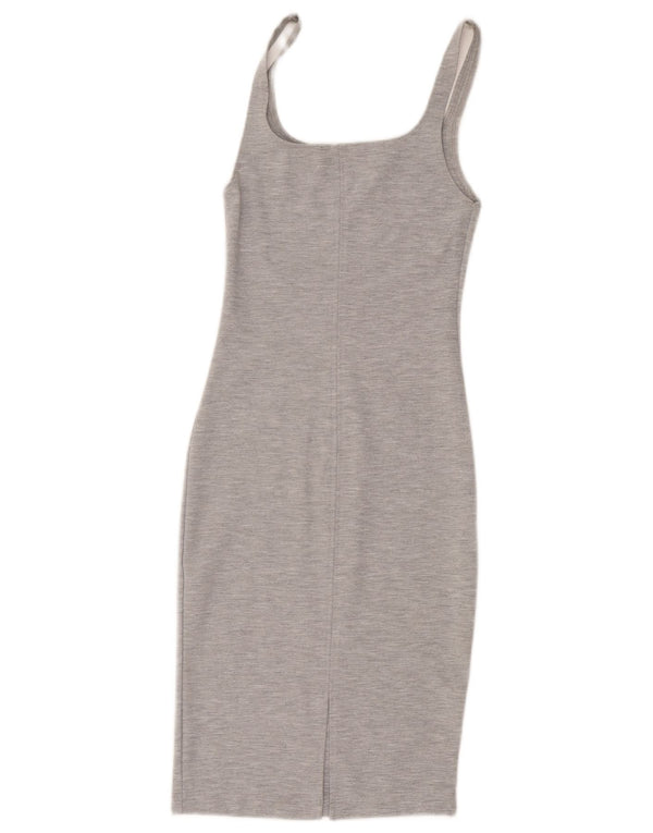 Zara Womens Trafaluc Sleeveless Bodycon Dress UK 8 Small Grey Flecked