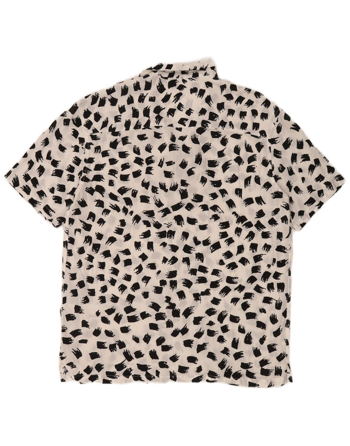Zara Mens Short Sleeve Regular Fit Shirt Large White Flecked Viscose