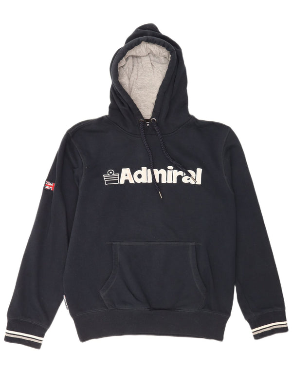 Admiral Mens Graphic Hoodie Jumper Small Navy Blue Cotton