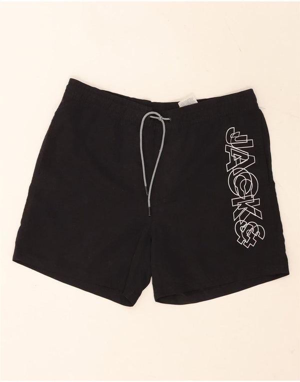Jack & Jones Mens Graphic Swimming Shorts Medium Black Polyester