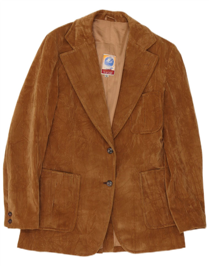 Jaqueta blazer feminina vintage de camurça com 2 botões UE 38 marrom médio
