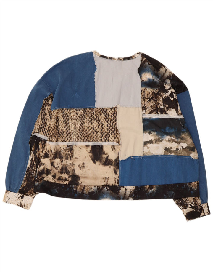 Zara Womens Crop Graphic Top Long Sleeve UK 14 Medium Multicoloured