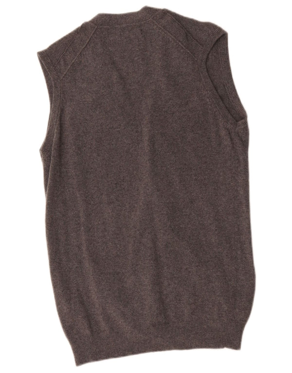 Massimo Dutti Mens Sleeveless Cardigan Sweater Medium Grey Wool