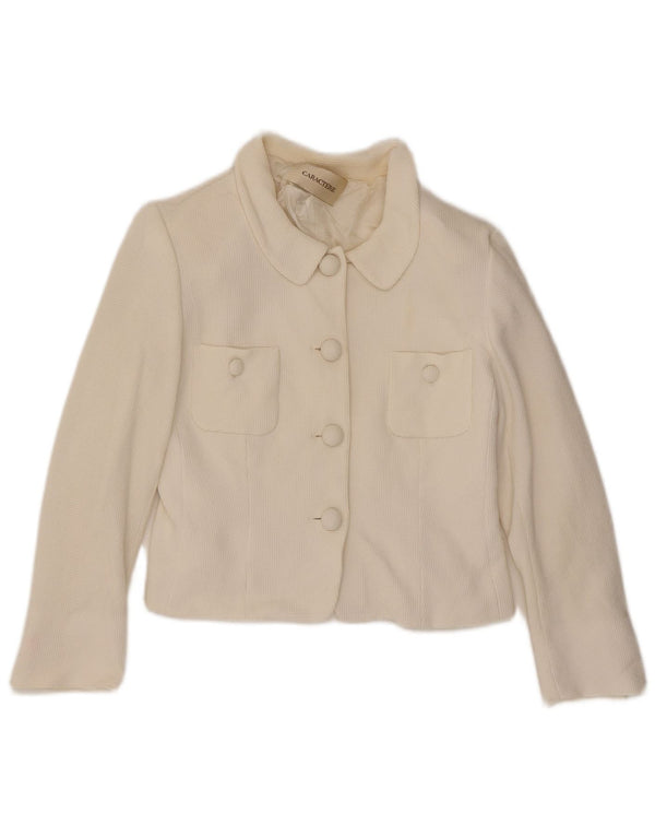 Caractere Womens Crop 4 Button Blazer Jacket UK 12 Medium White