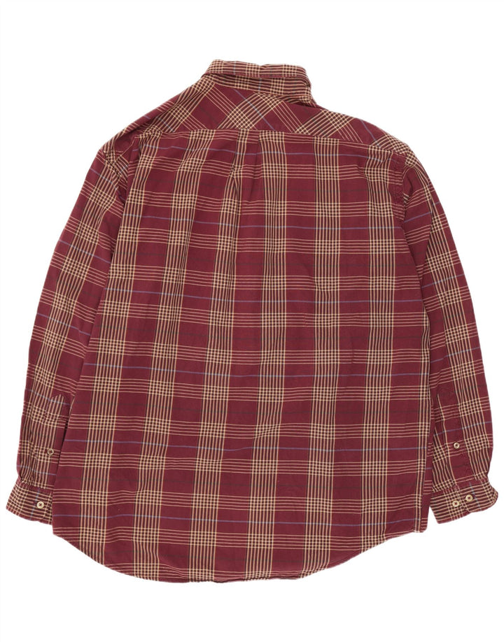 Marlboro Classics Mens Shirt 2XL Burgundy Check Cotton