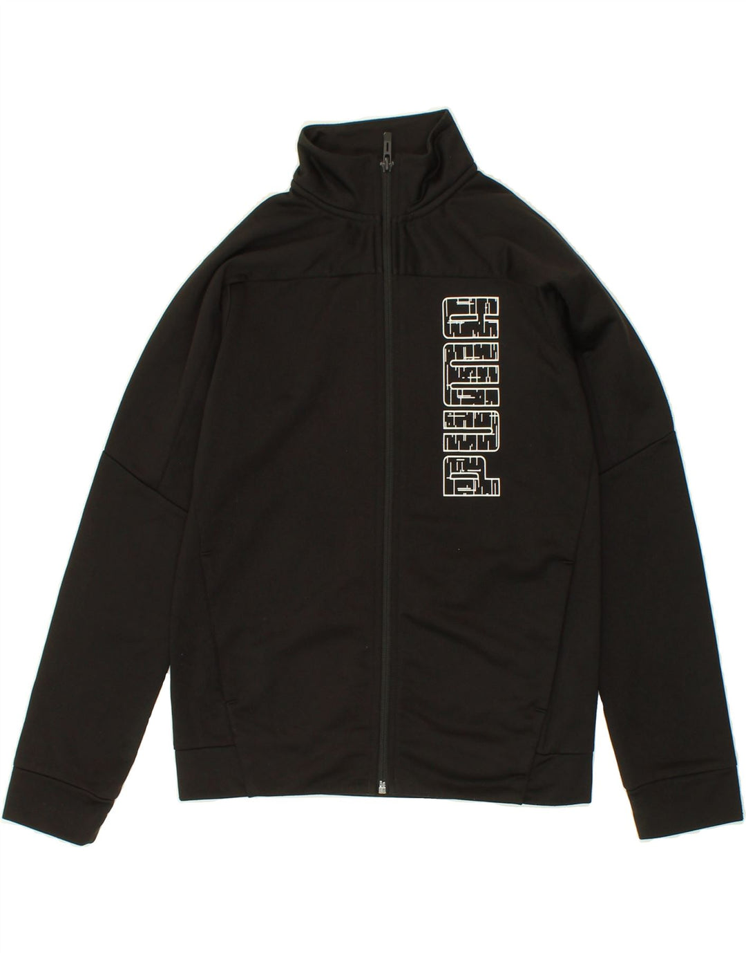 PUMA Boys Graphic Tracksuit Top Jacket 11-12 Years Black Polyester Vintage Puma and Second-Hand Puma from Messina Hembry 