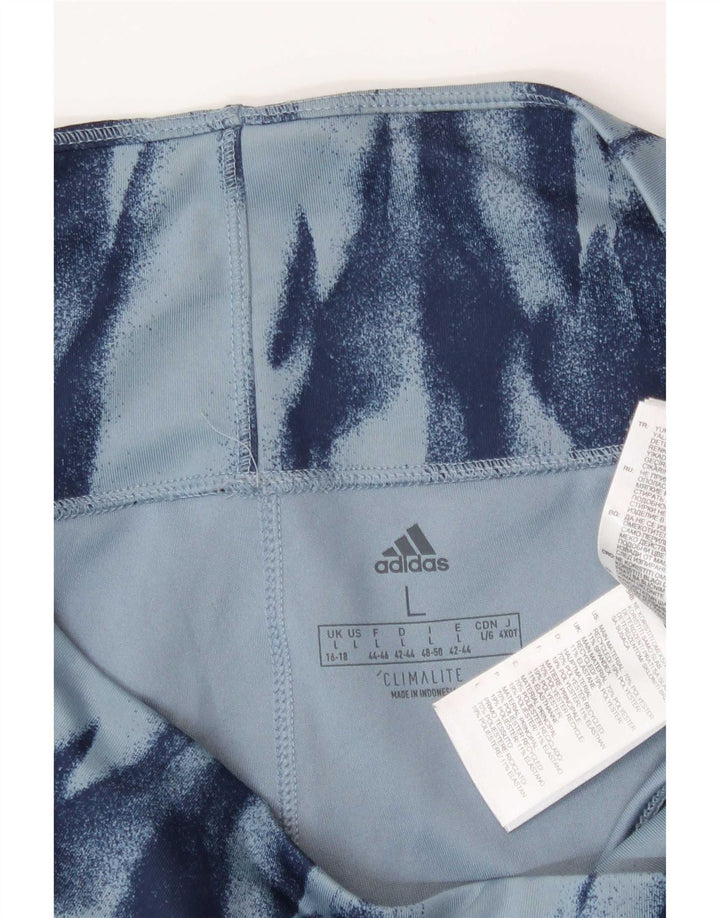 Adidas Womens Climalite Abstract Pattern Leggings UK 16/18 Large Blue