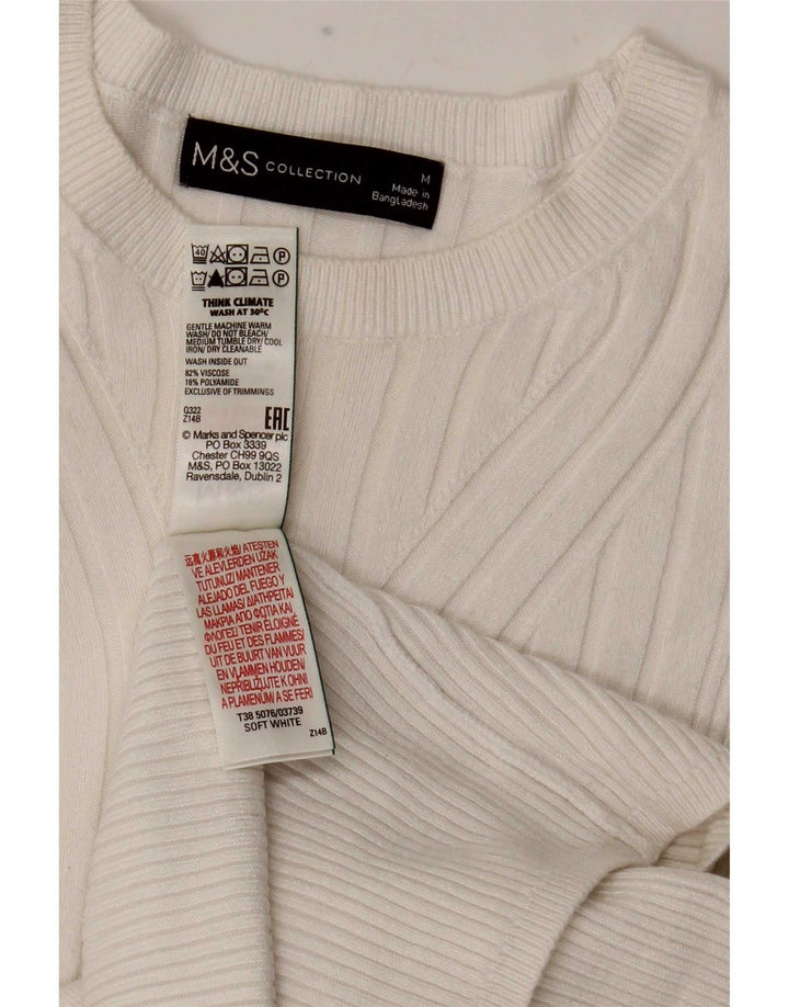 Marks & Spencer Dame Boat Neck Jumper Sweater UK 12 Medium White