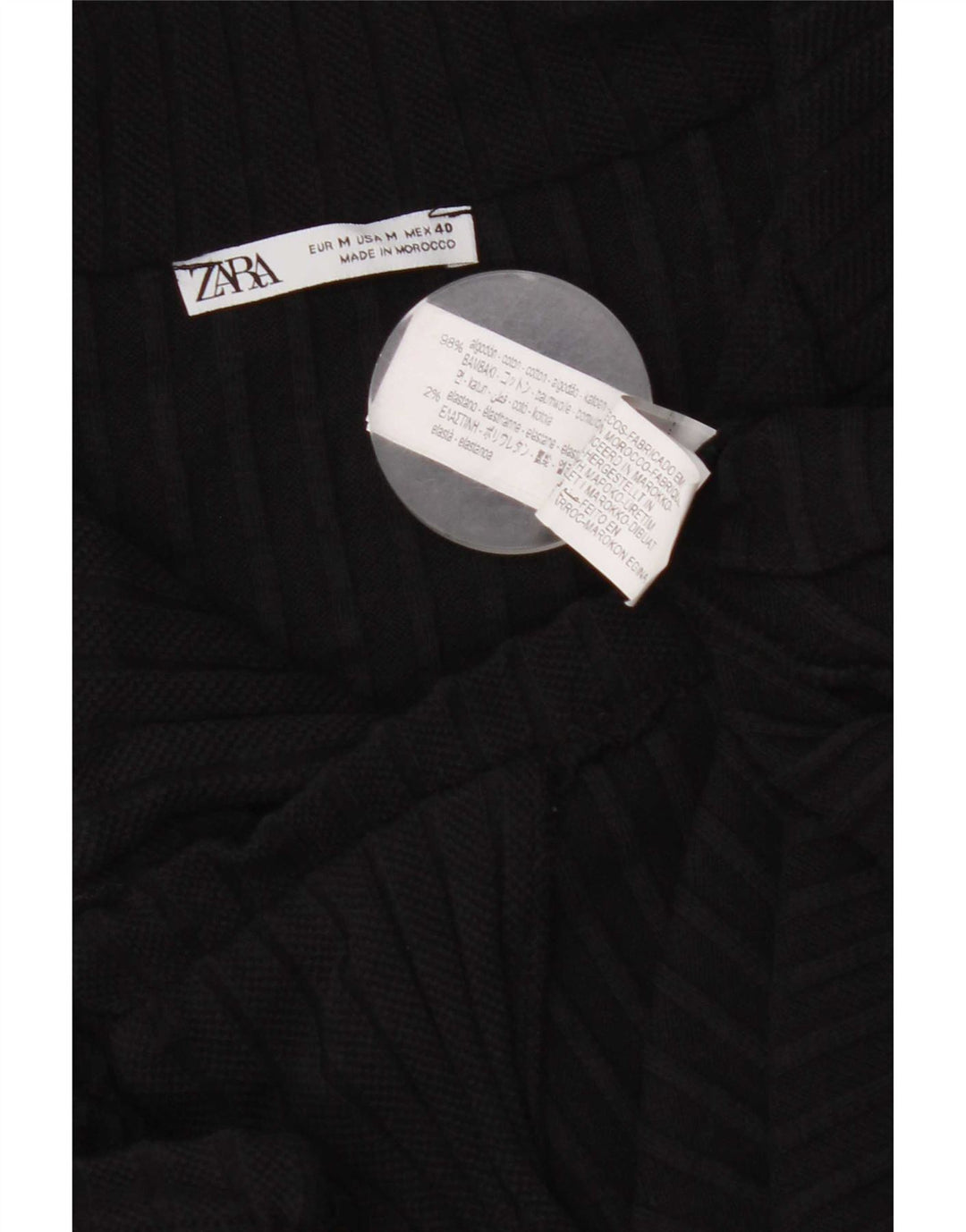 Zara Mens Short Sleeve Shirt Medium Black Cotton