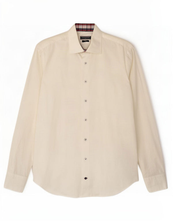 Camisa masculina sob medida Tommy Hilfiger tamanho 40 15 3/4 médio off white