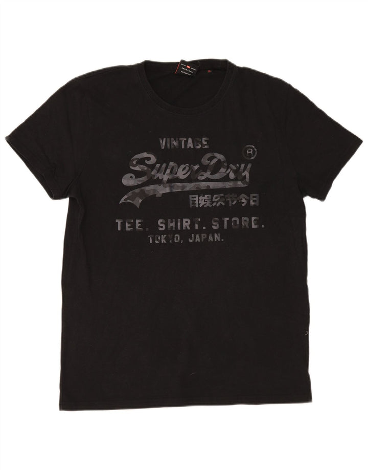 Superdry Herren Grafik-T-Shirt-Oberteil XL Schwarz