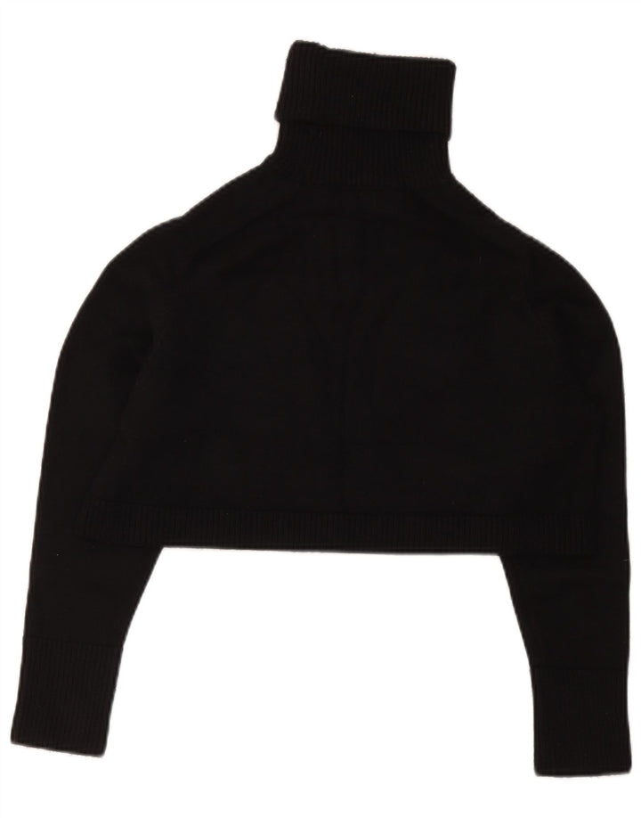 Zara Womens Roll Neck Crop Top UK 10 Small Black Viscose