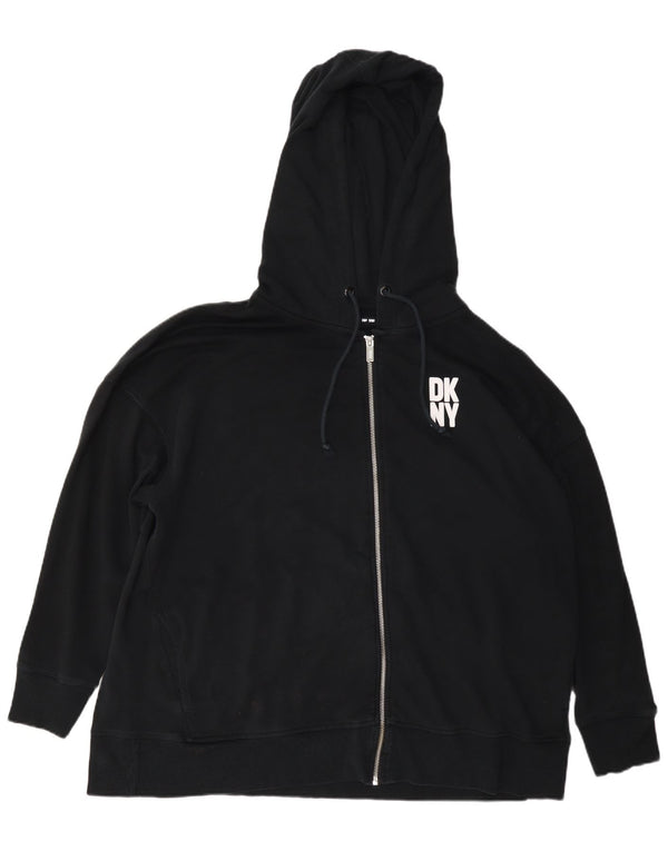 Dkny Pull à capuche zippé surdimensionné pour femme UK 18 XL Bleu marine Coton