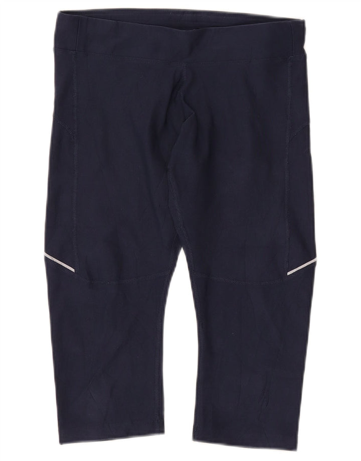 NIKE Womens Dri Fit Capri Leggings UK 10 Small  Navy Blue Polyester