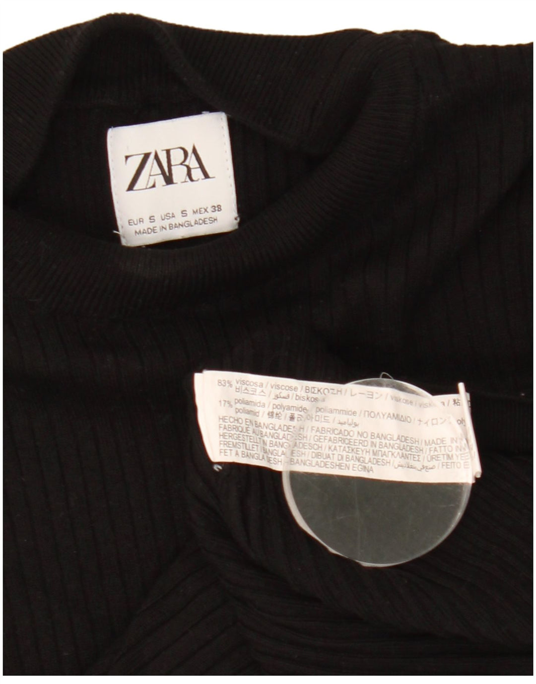 Zara Mens Turtle Neck Jumper Sweater Small Black Viscose