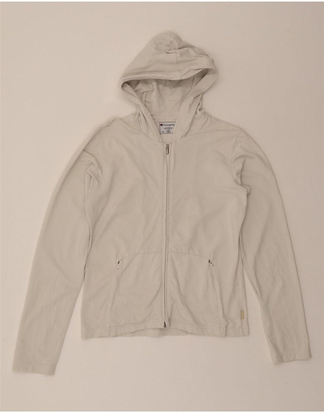 CHAMPION Womens Zip Hoodie Sweater UK 14 Medium Grey Polyester Vintage Champion and Second-Hand Champion from Messina Hembry 