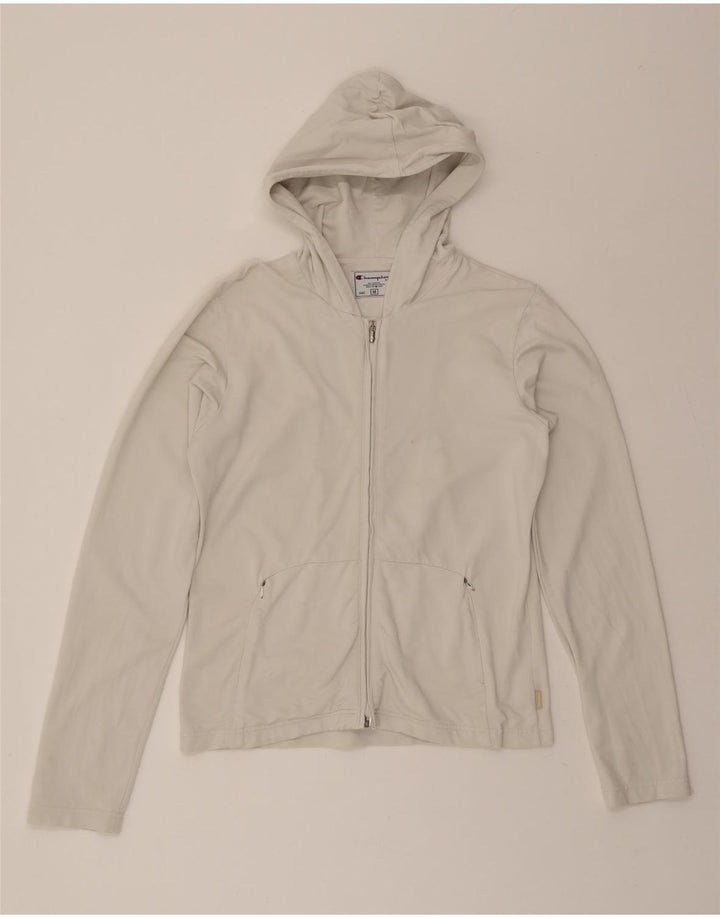 CHAMPION Womens Zip Hoodie Sweater UK 14 Medium Grey Polyester Vintage Champion and Second-Hand Champion from Messina Hembry 