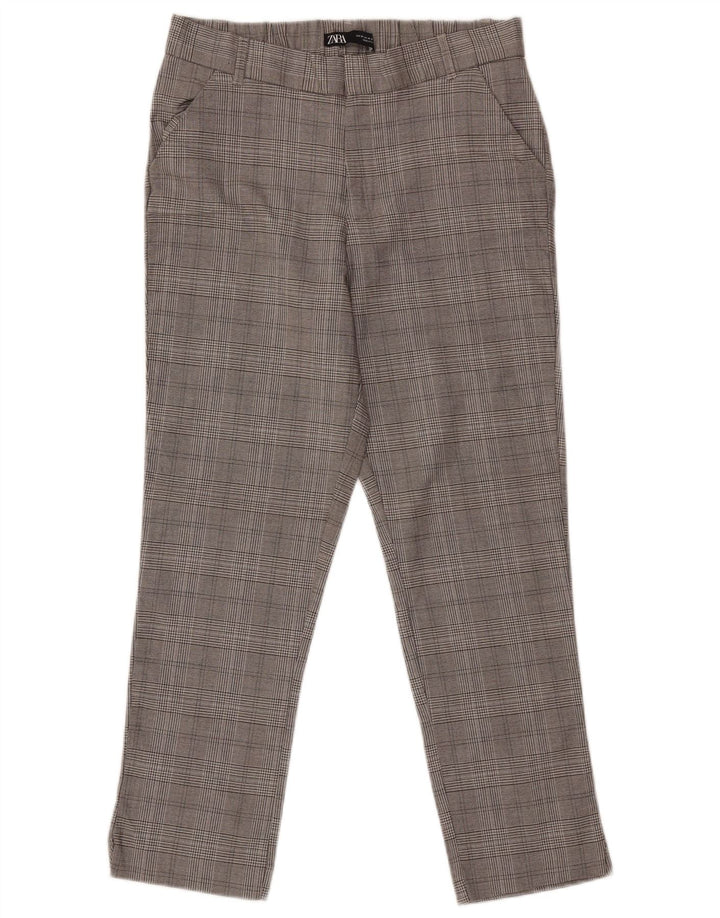 Zara Womens Straight Chino Trousers Medium W28 L26 Grey Houndstooth