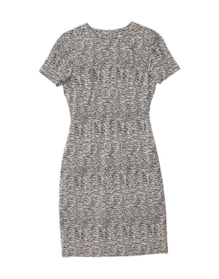 VINTAGE Womens Bodycon Dress UK 8 Small Grey Animal Print Acetate | Vintage Vintage | Thrift | Second-Hand Vintage | Used Clothing | Messina Hembry 