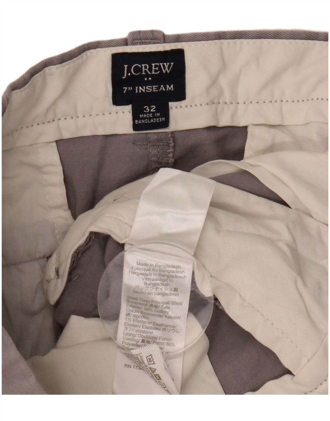 J. CREW Mens Chino Shorts W32 Medium Grey Cotton