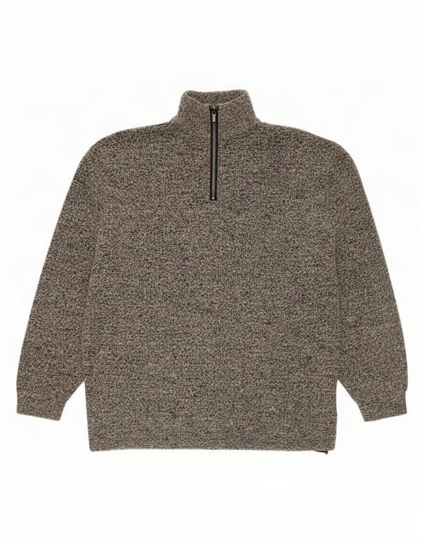 Maglione cardigan da uomo vintage XL in lana color block grigio