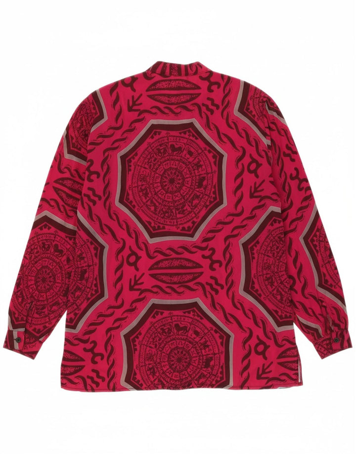 VINTAGE Womens Abstract Pattern Long Sleeve Blouse Top UK 14 Medium Pink Vintage Vintage and Second-Hand Vintage from Messina Hembry 