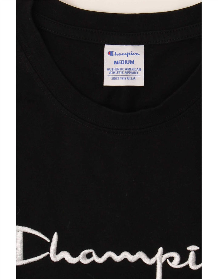 Champion Dame Grafisk T-Shirt Top UK 12 Medium Sort