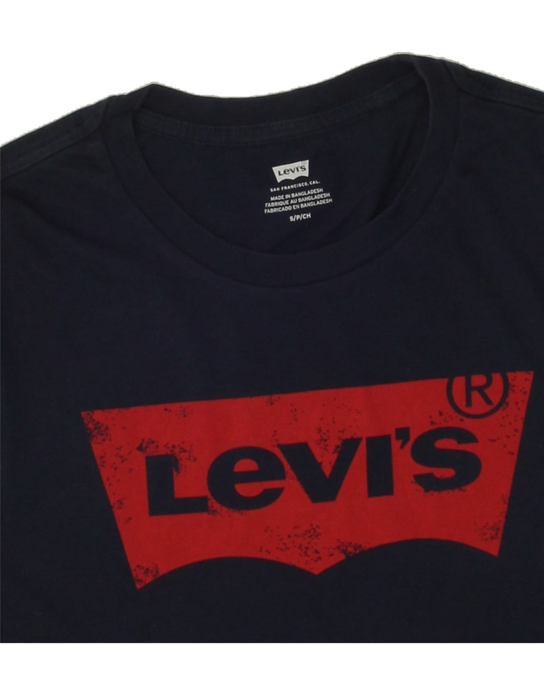 LEVI'S Mens Graphic T-Shirt Top Small Navy Blue Cotton Vintage Levi's and Second-Hand Levi's from Messina Hembry 