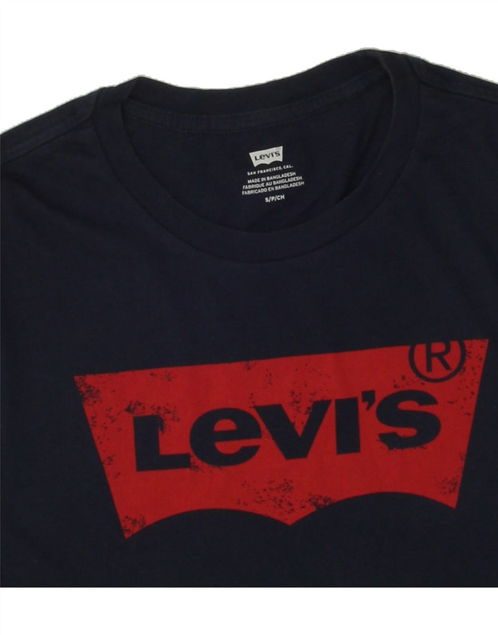 LEVI'S Mens Graphic T-Shirt Top Small Navy Blue Cotton Vintage Levi's and Second-Hand Levi's from Messina Hembry 
