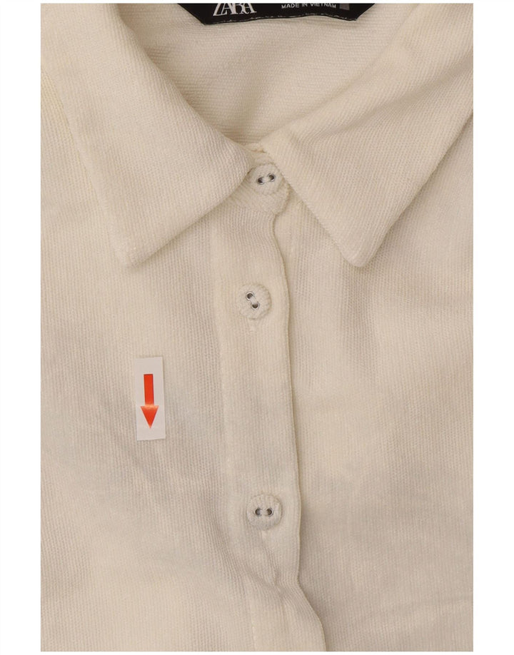 Zara Oversized skjorte til kvinder UK 14 Medium White Polyester