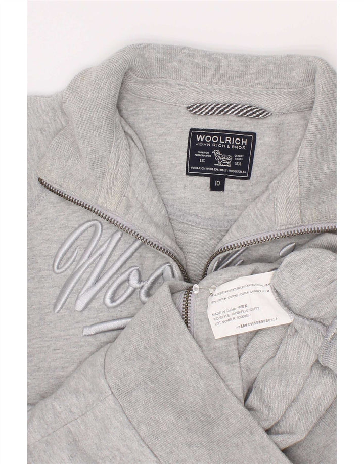 Woolrich Boys Graphic Tracksuit Top Jacket 9-10 Years Grey Flecked Cotton