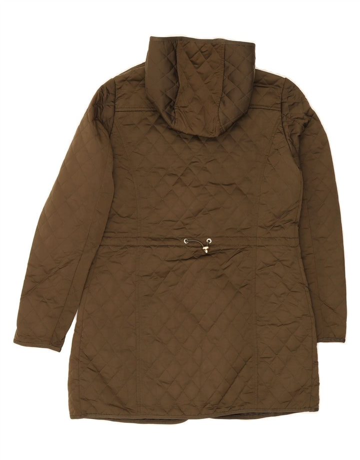 MASSIMO DUTTI Womens Hooded Quilted Overcoat UK 10 Small Khaki Polyester Vintage Massimo Dutti and Second-Hand Massimo Dutti from Messina Hembry 