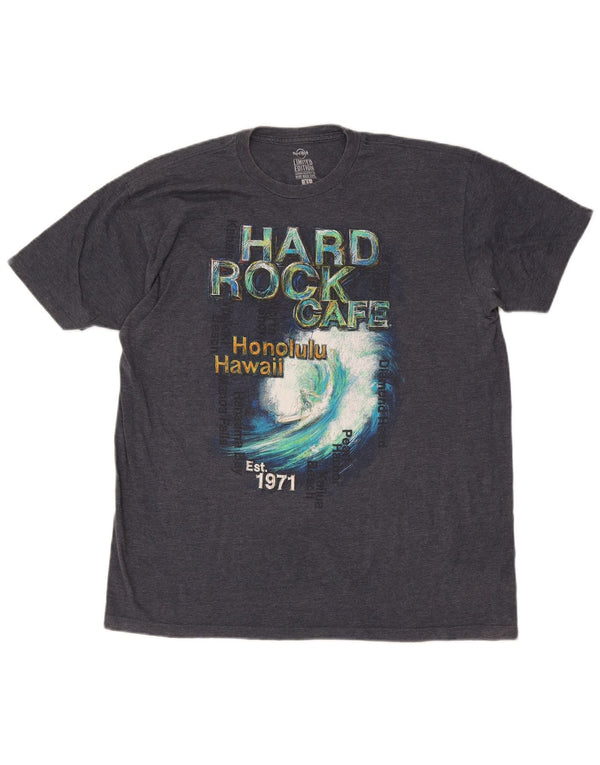 Hard Rock Cafe Herre Honolulu grafisk T-shirt top XL marineblå bomuld