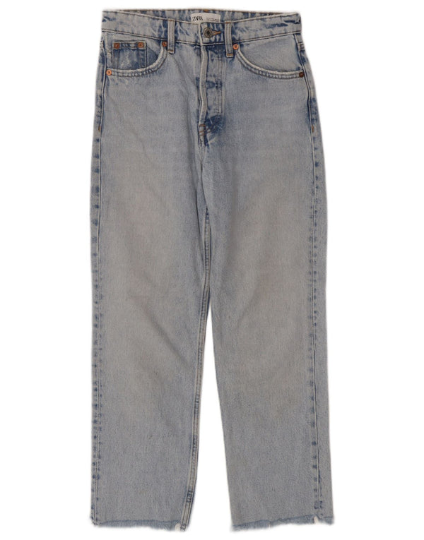 Zara Womens Crop Straight Jeans EU 34 2XS W24 L25 Blue