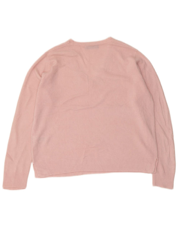 Marks & Spencer Pull col en V pour femme UK 16 Large Acrylique Rose