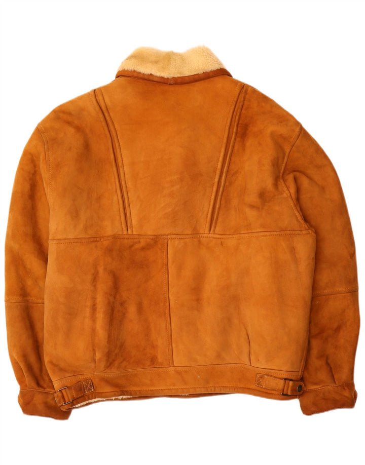 Vintage Mens Shearling Jacket IT 54 2XL Brown Shearling