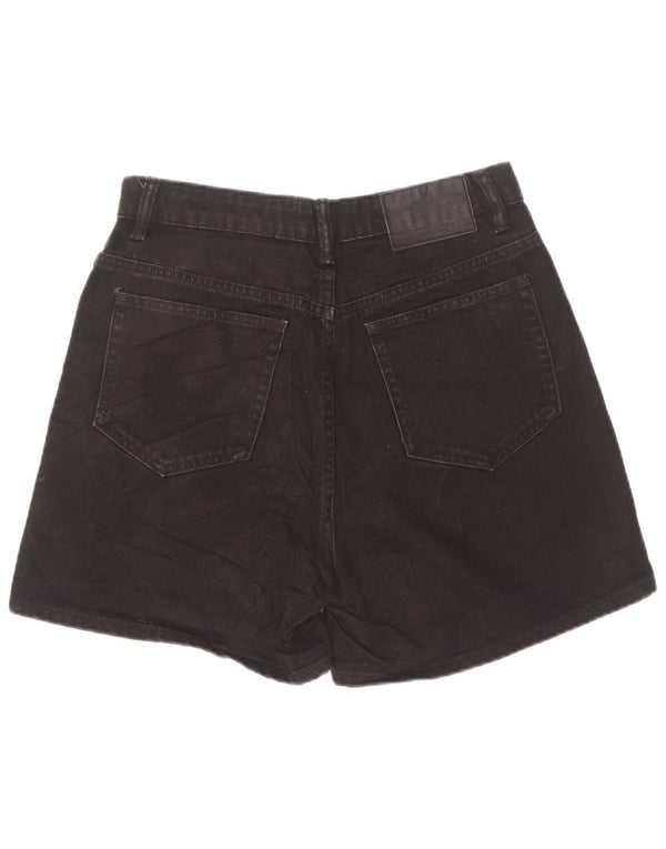 Zara Womens High Waist Denim Shorts EU 38 Small W28 Black Cotton