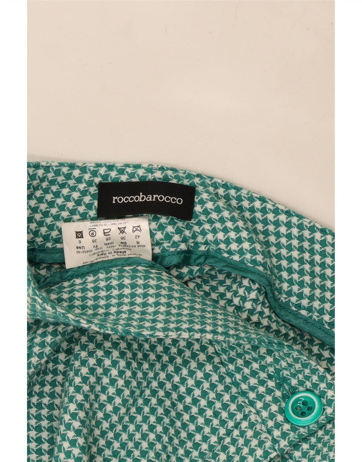ROCCOBAROCCO Womens Chino Shorts US 6 Medium W30  Green Houndstooth Wool