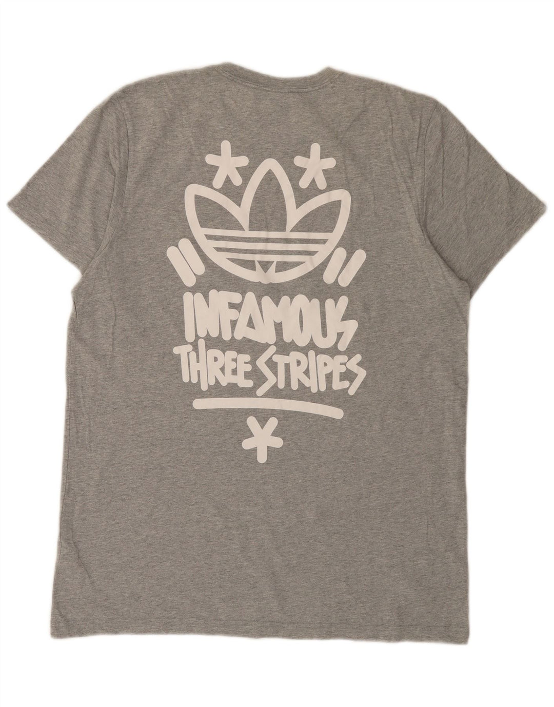 Adidas Mens Three Stripes Graphic T-Shirt Top Large Grey Flecked Cotton