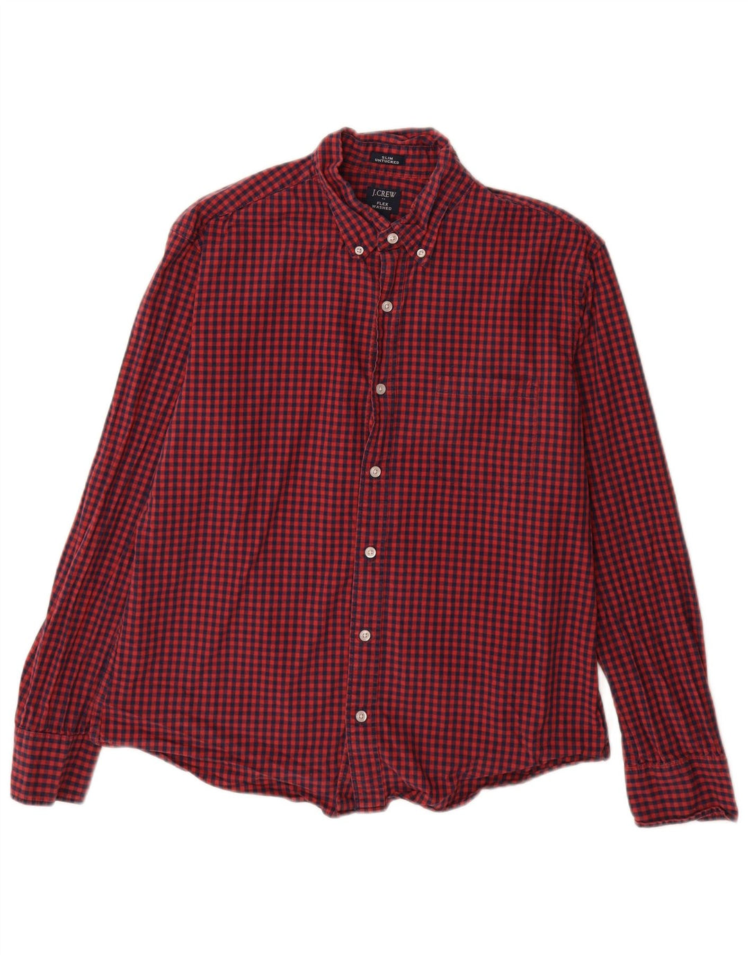 J. Crew Mens Slim Shirt Large Red Gingham Cotton