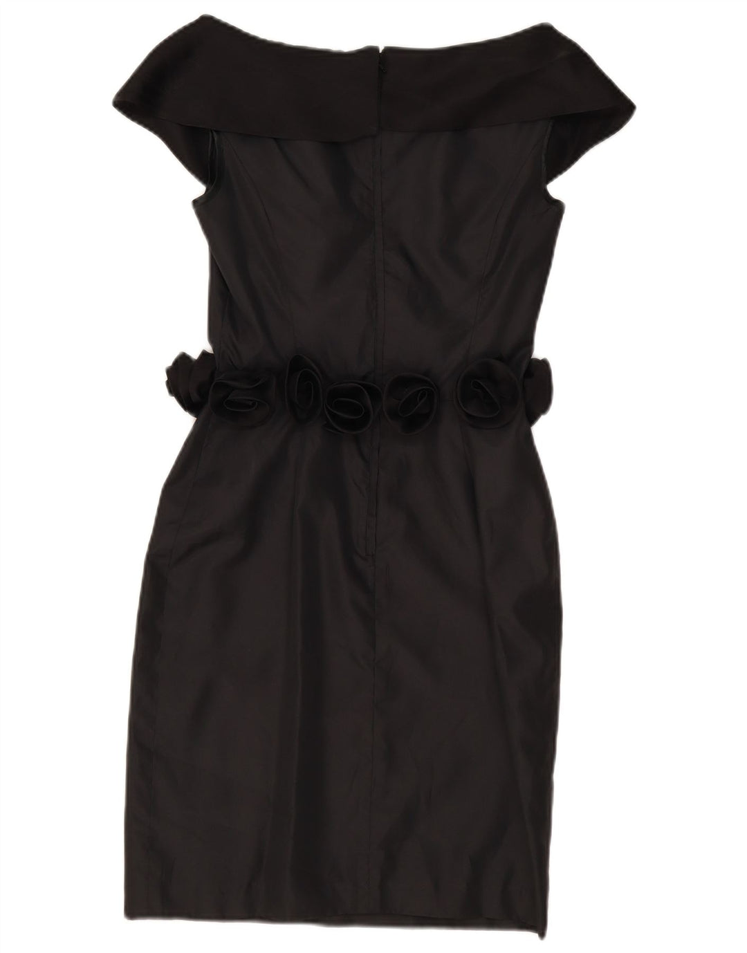 Vintage Womens Off Shoulder Dress UK 8 Small Black Polyester