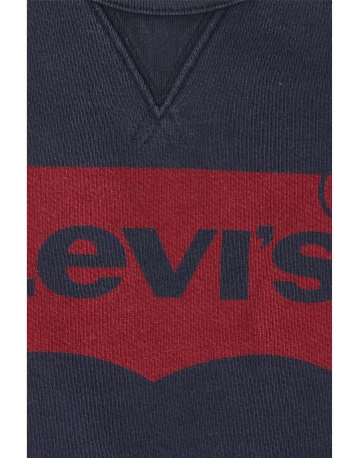 LEVI'S Mens Graphic Sweatshirt Jumper XL Navy Blue Cotton