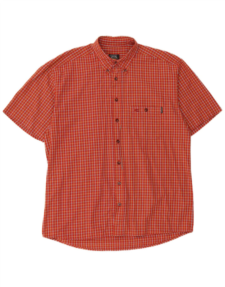 Camel Active Mens Short Sleeve Shirt Medium Red Check Cotton